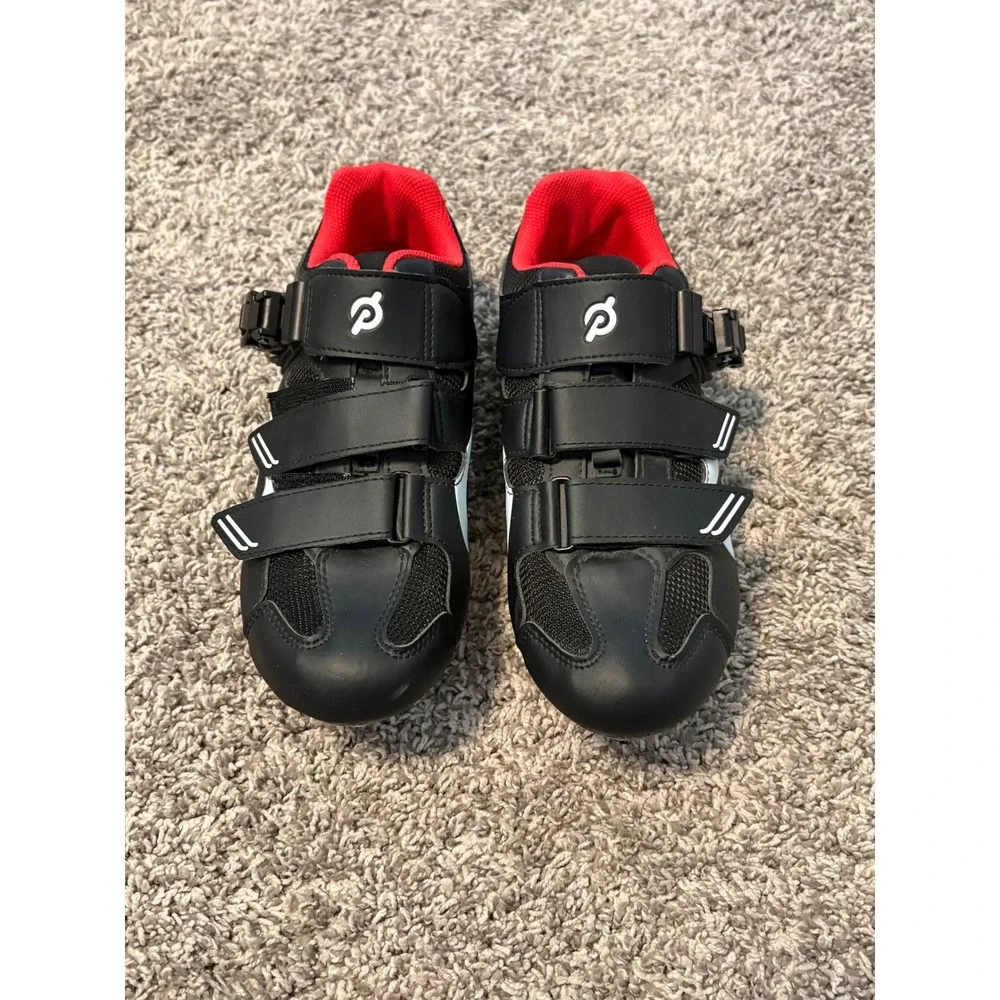 Peloton Cycling Shoes Black Red Size 40 Look Delta Cleats Indoor Spin Shoe